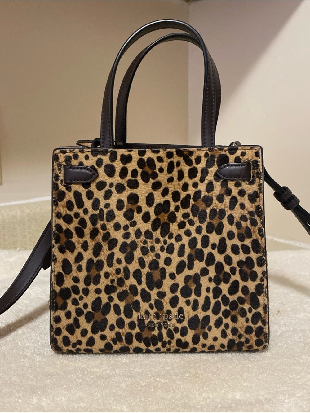 kate spade Leopard Print Mini Tote in Black and Brown